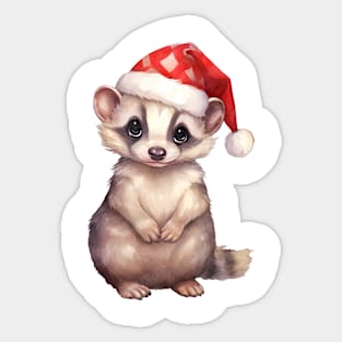 American Badger in Santa Hat Sticker